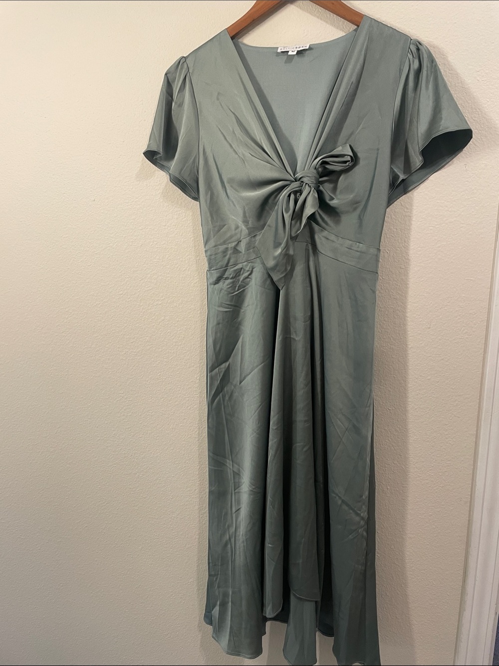 Baltic Born Sage Green Tie-Front Midi Dress